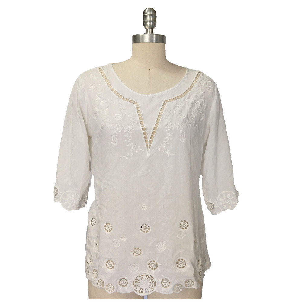 Solitaire Y2K 2000s Lace Top Size M White Romantic Victorian Cottage Whimsygoth